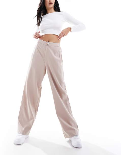 Pantalones color visón de corte barrel de tejido suave de ASOS DESIGN - view 1