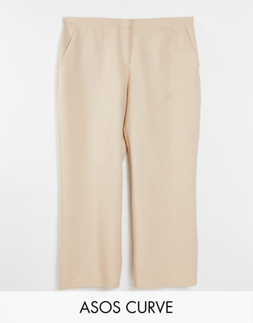 Pantalones color visón de pernera recta Ultimate de ASOS DESIGN Curve
