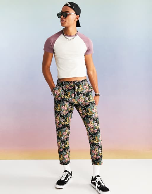 Pantalones con diseño tipo tapiz de corte tapered de ASOS DESIGN