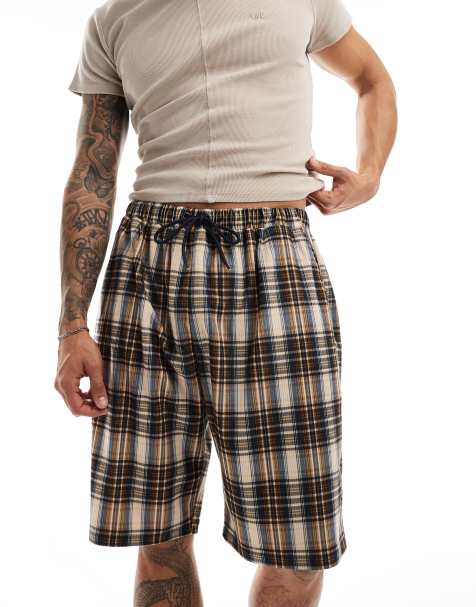 Pantalones cortos a cuadros de corte largo de pana de Reclaimed Vintage - view 1