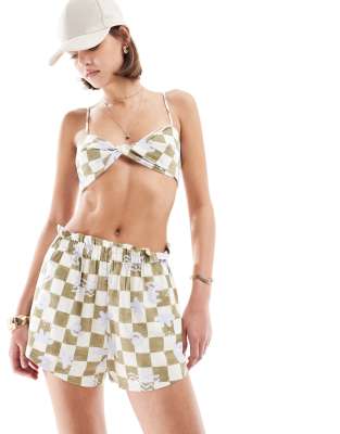Pantalones Cortos A Cuadros Sin Cierres Con Estampado De Dibujos De Asos Design (Parte De Un Conjunto)-Multicolor