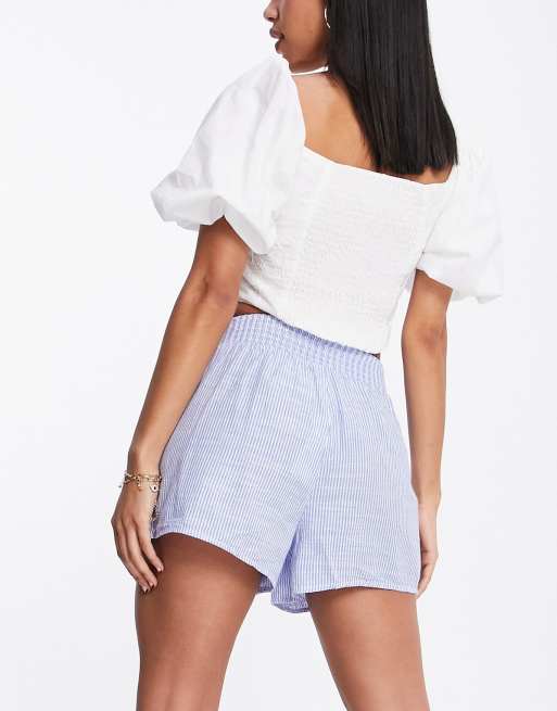 Pantalones a rayas azules con cinturilla fruncida de Look | ASOS