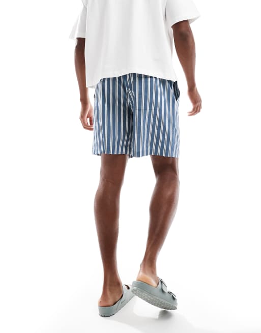 Pantalones cortos a rayas azules sin cierres de lino de New Look, 4 de 5