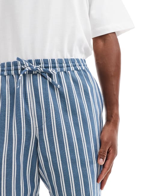 Pantalones cortos a rayas azules sin cierres de lino de New Look, 5 de 5