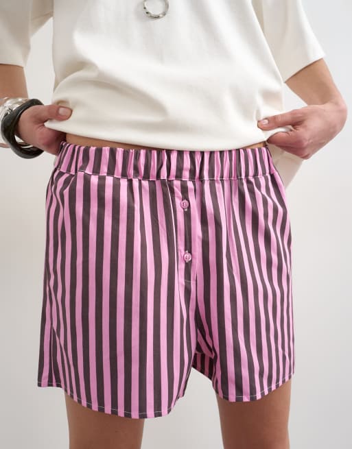Pantalones cortos a rayas rosas y morados estilo bóxer de Topshop, 5 de 5
