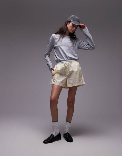Pantalones cortos amarillo pastel a rayas de estilo bóxer de popelina de Tommy Hilfiger - view 1