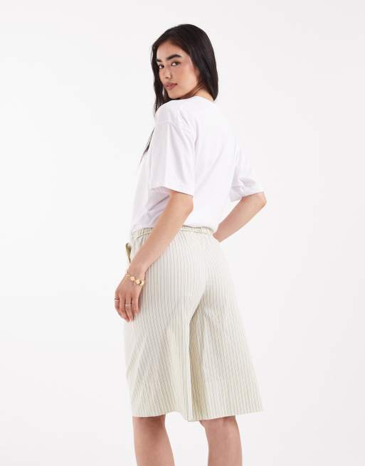 Pantalones cortos amarillo pastel a rayas de estilo bóxer y corte alargado de ASOS DESIGN, 4 de 5