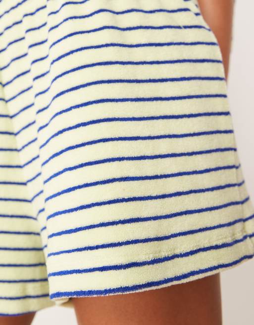Pantalones cortos amarillos a rayas estilo bóxer de tejido de rizo de ASOS DESIGN (parte de un conjunto), 3 de 5