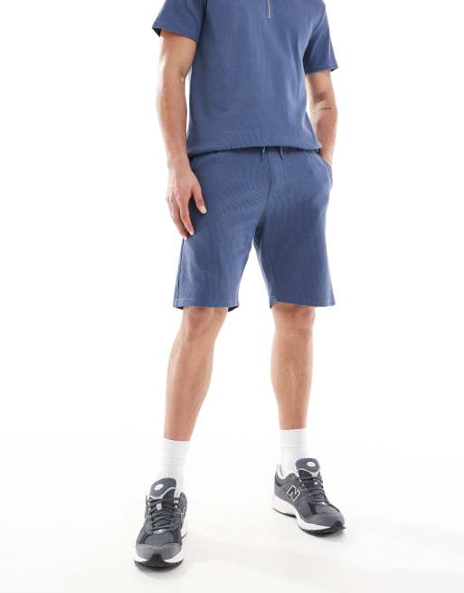 Pantalones cortos azul añil de tejido texturizado de ONLY & SONS (parte de un conjunto)