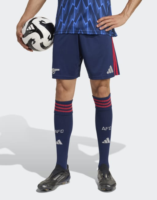 Pantalones cortos azul añil nocturno y gris dos con diseño de la segunda equipación del Arsenal 25/26 de adidas Performance