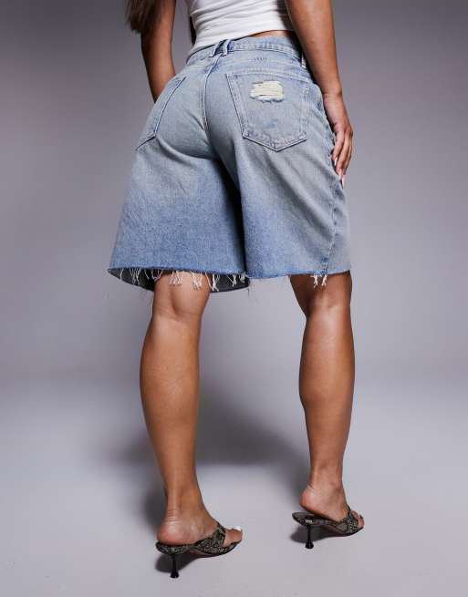 Pantalones cortos azul claro de pernera barrel Good Extreme de Good American, 2 de 5