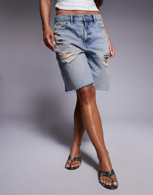 Pantalones cortos azul claro de pernera barrel Good Extreme de Good American, 3 de 5