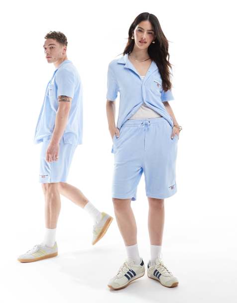 Pantalones cortos azul claro unisex con logo pequeño de algodón ligero afelpado de la colección cápsula Sport de Polo Ralph Lauren (parte de un conjunto) - view 1