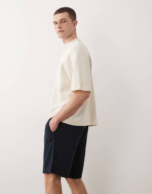 Pantalones cortos azul marino con cordón ajustable de mezcla de lino de Jack & Jones, 3 de 5