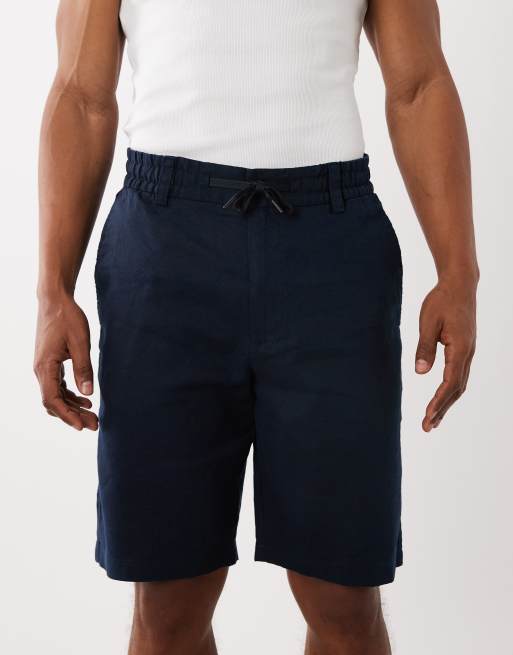 Pantalones cortos azul oscuro de mezcla de lino de Hugo Boss, 4 de 5