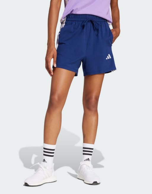 Pantalones cortos azul oscuro y blancos con detalle de 3 rayas de algodón Essentials de adidas Performance