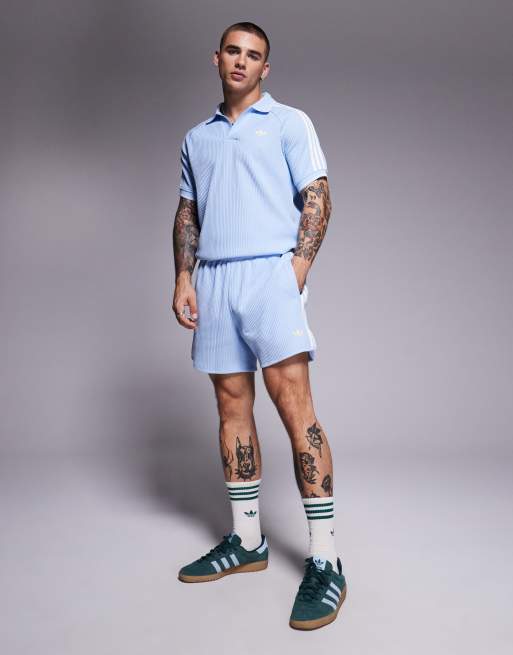 Pantalones cortos azules de punto gofrado de adidas Originals