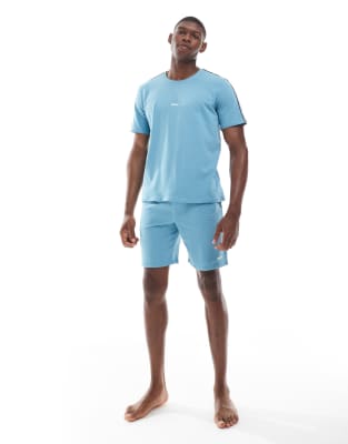 Pantalones cortos azules de punto liso de Boss Bodywear (parte de un conjunto)