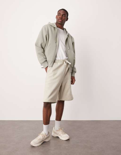 Pantalones cortos beis claro extragrandes de tejido grueso de 400 g/m2 premium de ASOS DESIGN