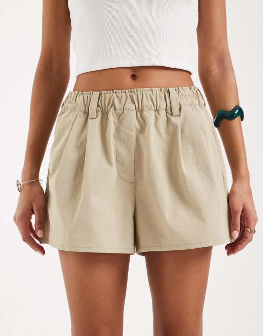 Pantalones cortos beis con cinturilla elástica de sarga de JJXX, 3 de 5