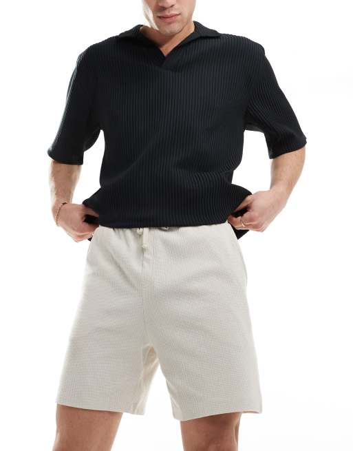 Pantalones cortos beis de corte slim de punto de arroz de ASOS DESIGN