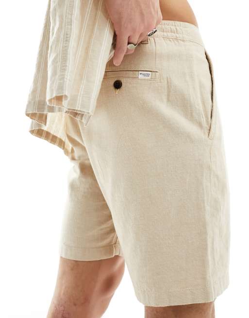 Pantalones cortos beis de mezcla de lino de Selected Homme, 2 de 5