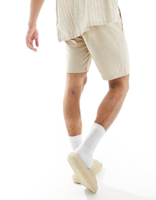 Pantalones cortos beis de mezcla de lino de Selected Homme, 3 de 5