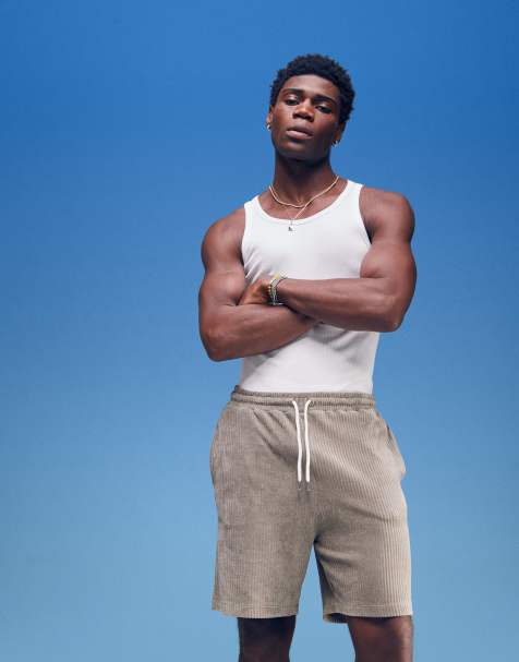 Pantalones cortos beis extragrandes de canalé de ASOS DESIGN - view 1