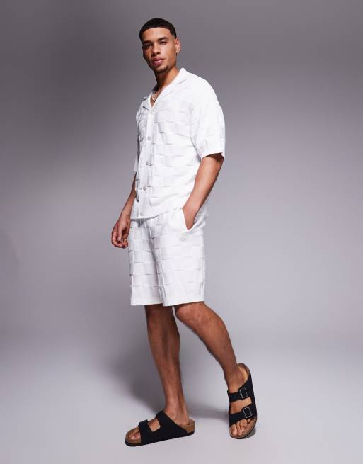 Pantalones cortos blanco hueso a cuadros dameros de punto de The Couture Club (parte de un conjunto)