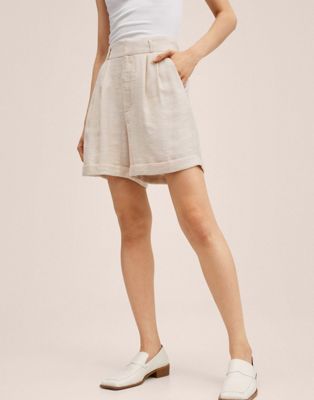 Mango linen shorts in off white - ASOS Price Checker
