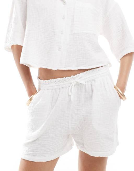 Pantalones cortos blancos de bambula de Mango (parte de un conjunto)