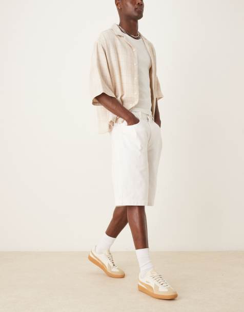 Pantalones cortos blancos de corte alargado con pinzas de ASOS DESIGN - view 1