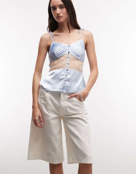 Pantalones cortos blancos de corte alargado estilo bermudas de ASOS DESIGN - view 1