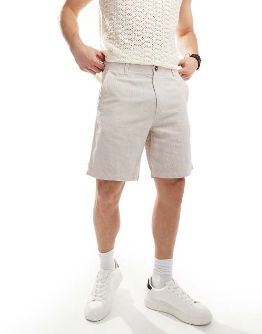 Pantalones cortos blancos de mezcla de lino de Selected Homme