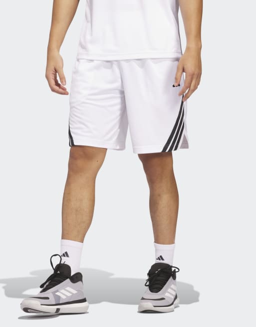 Pantalones cortos blancos y negros de estilo baloncesto con 3 rayas Legends de adidas Performance, 2 de 5