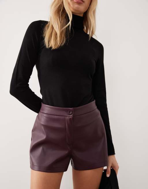 Pantalones cortos burdeos de talle medio de poliuretano de ASOS DESIGN, 5 de 5