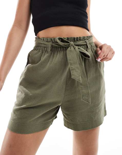 Pantalones cortos caquis con lazada en la cintura de mezcla de lino de JDY (parte de un conjunto) - view 1