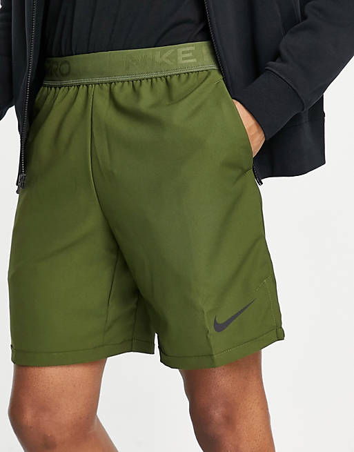 Hombre Pantalones cortos | Pantalones cortos caquis Dri-FIT Flex Vent Max de Nike Pro Training - ZK08588