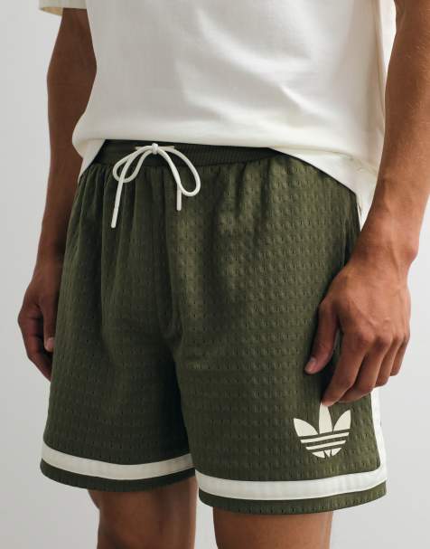 Pantalones cortos caquis y blancos cruzados de tricot de adidas Originals - view 1
