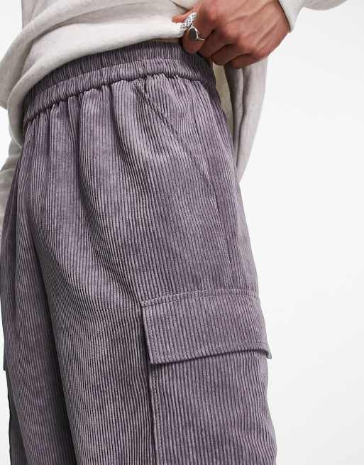Pantalones cortos cargo grises muy holgados sin cierres de pana de COLLUSION, 2 de 4