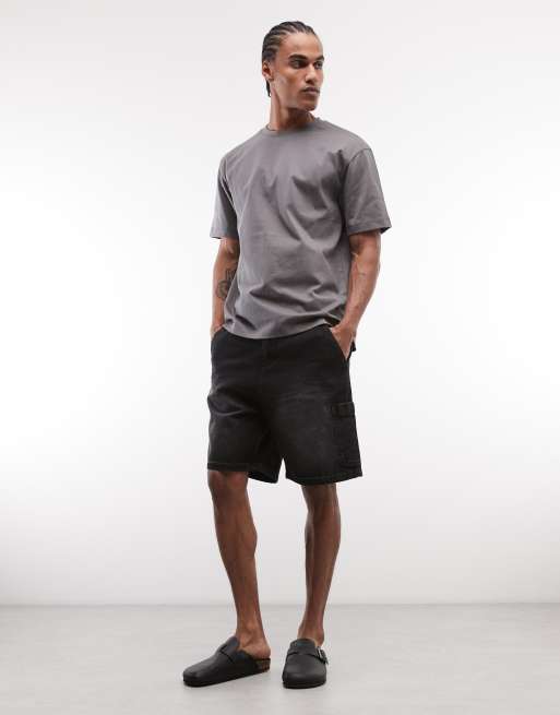 Pantalones cortos cargo negro lavado Workshop de Faded Store