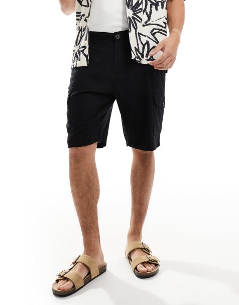 Pantalones cortos cargo negros de lino de Threadbare - view 1