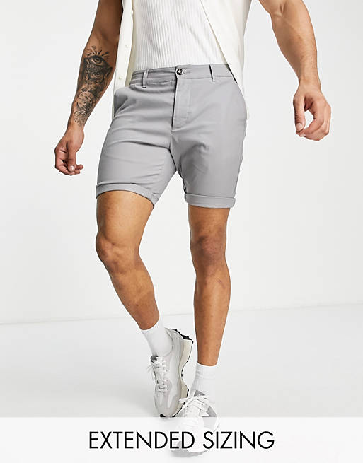 Hombre Other | Pantalones cortos chinos ajustados en gris claro de ASOS DESIGN - CD94026
