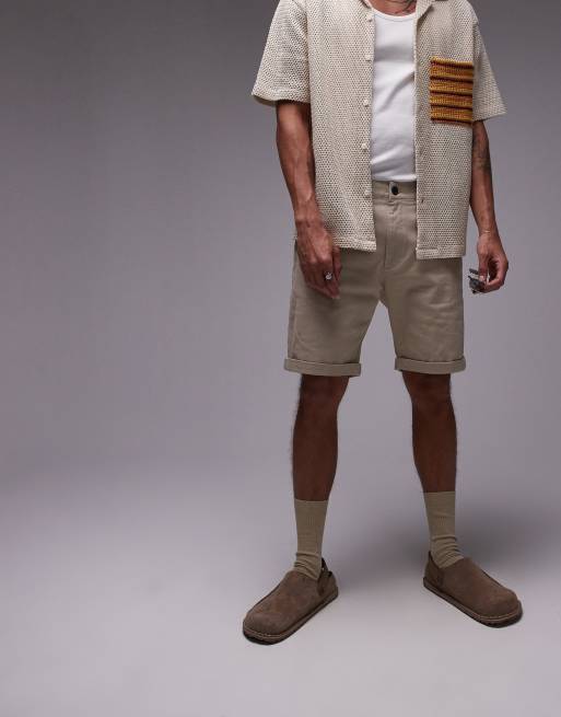 Pantalones cortos chinos ajustados en piedra de Topman, 4 de 5