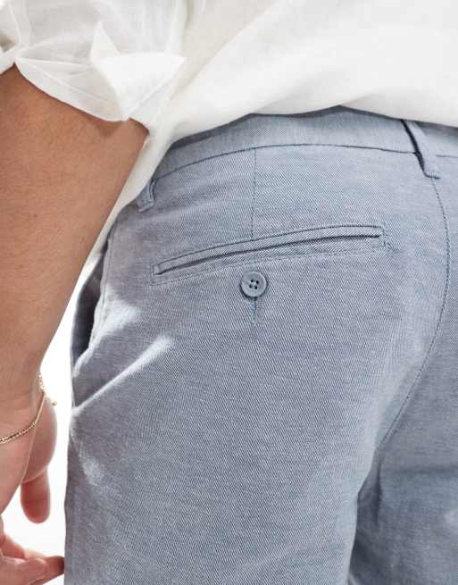 Pantalones cortos chinos azul claro melange de mezcla de lino de ONLY & SONS, 5 de 5