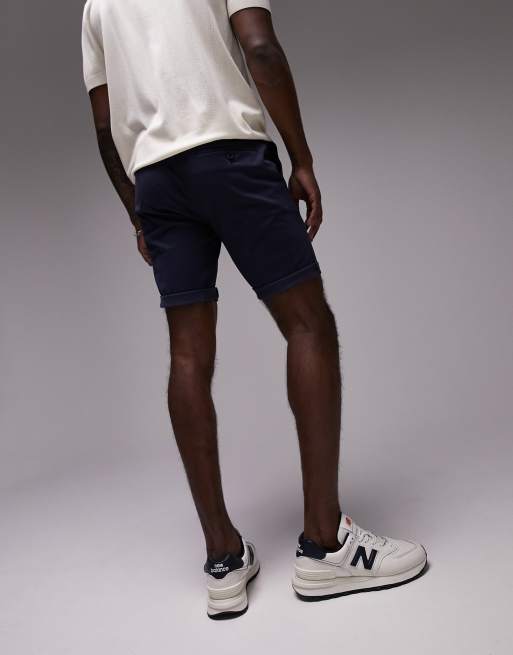 Pantalones cortos chinos azul marino ajustados de Topman , 3 de 4
