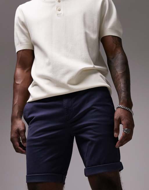 Pantalones cortos chinos azul marino ajustados de Topman , 4 de 4