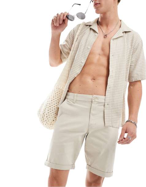 Pantalones cortos chinos beis de corte estándar de ONLY & SONS - view 1