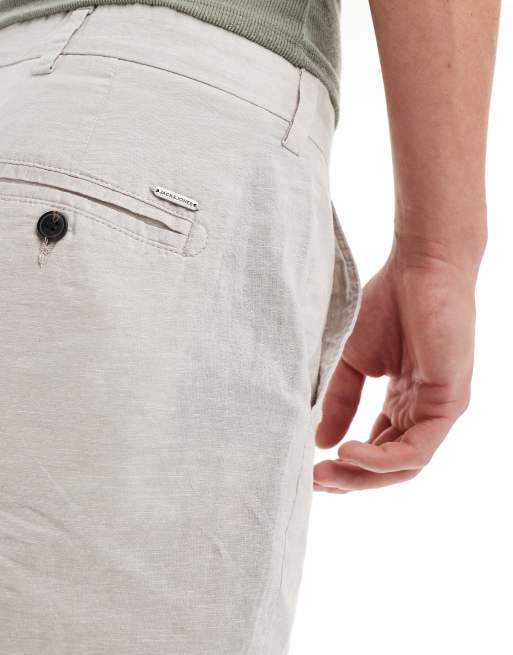 Pantalones cortos chinos beis de mezcla de lino de Jack & Jones, 3 de 5
