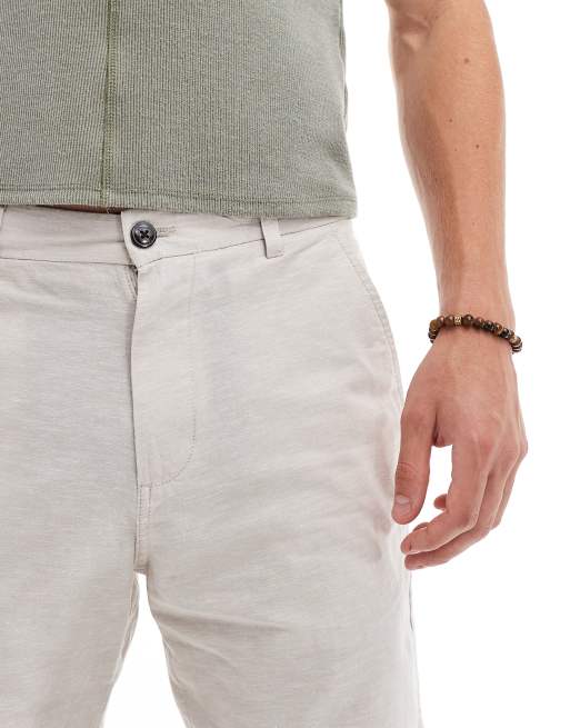 Pantalones cortos chinos beis de mezcla de lino de Jack & Jones, 5 de 5